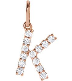 688970 Pendant Set 14K Rose Initial K Lab-Grown Diamond Round 1.5 Mm Si1-Si2, G-H 15 Ctw Polished 15 Ctw Lab-Grown Diamond Initial Pendant