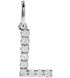 688970 Pendant Set 14K White Initial L Lab-Grown Diamond Round 1.5 Mm Si1-Si2, G-H 18 Ctw Polished 18 Ctw Lab-Grown Diamond Initial Pendant