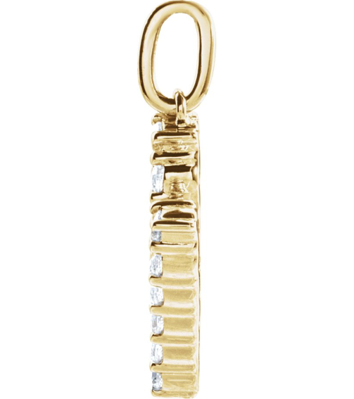 688970 Pendant Set 14K Yellow Initial M Lab-Grown Diamond Round 1.6 Mm Si1-Si2, G-H 13 Ctw Polished 13 Ctw Lab-Grown Diamond Initial Pendant