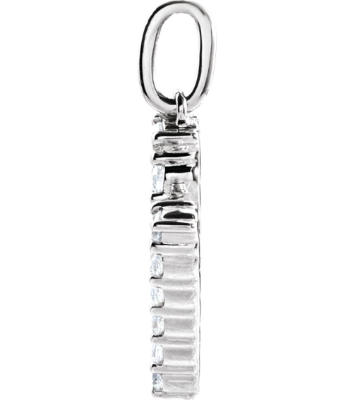 688970 Pendant Set 14K White Initial M Lab-Grown Diamond Round 1.6 Mm Si1-Si2, G-H 13 Ctw Polished 13 Ctw Lab-Grown Diamond Initial Pendant