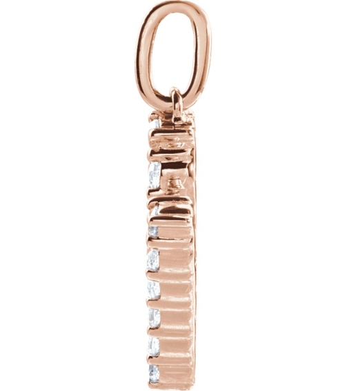 688970 Pendant Set 14K Rose Initial M Lab-Grown Diamond Round 1.6 Mm Si1-Si2, G-H 13 Ctw Polished 13 Ctw Lab-Grown Diamond Initial Pendant