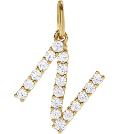 688970 Pendant Set 14K Yellow Initial N Lab-Grown Diamond Round 1.5 Mm Si1-Si2, G-H 14 Ctw Polished 14 Ctw Lab-Grown Diamond Initial Pendant