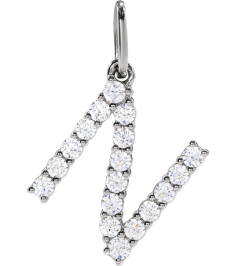 688970 Pendant Set 14K White Initial N Lab-Grown Diamond Round 1.5 Mm Si1-Si2, G-H 14 Ctw Polished 14 Ctw Lab-Grown Diamond Initial Pendant