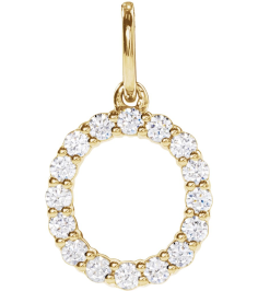 688970 Pendant Set 14K Yellow Initial O Lab-Grown Diamond Round 1.5 Mm Si1-Si2, G-H 14 Ctw Polished 14 Ctw Lab-Grown Diamond Initial Pendant