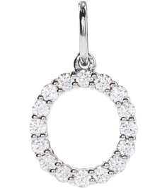 688970 Pendant Set 14K White Initial O Lab-Grown Diamond Round 1.5 Mm Si1-Si2, G-H 14 Ctw Polished 14 Ctw Lab-Grown Diamond Initial Pendant
