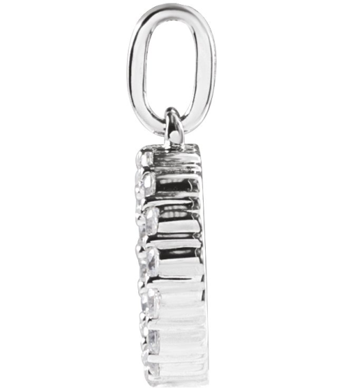 688970 Pendant Set 14K White Initial O Lab-Grown Diamond Round 1.5 Mm Si1-Si2, G-H 14 Ctw Polished 14 Ctw Lab-Grown Diamond Initial Pendant