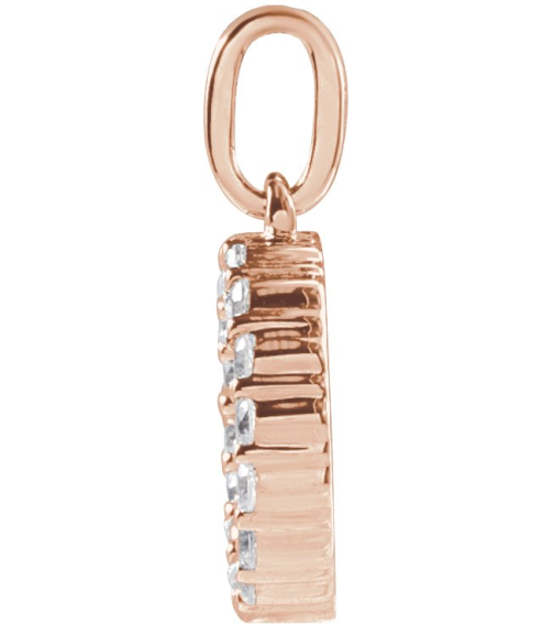 688970 Pendant Set 14K Rose Initial O Lab-Grown Diamond Round 1.5 Mm Si1-Si2, G-H 14 Ctw Polished 14 Ctw Lab-Grown Diamond Initial Pendant