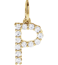 688970 Pendant Set 14K Yellow Initial P Lab-Grown Diamond Round 1.5 Mm Si1-Si2, G-H 15 Ctw Polished 15 Ctw Lab-Grown Diamond Initial Pendant