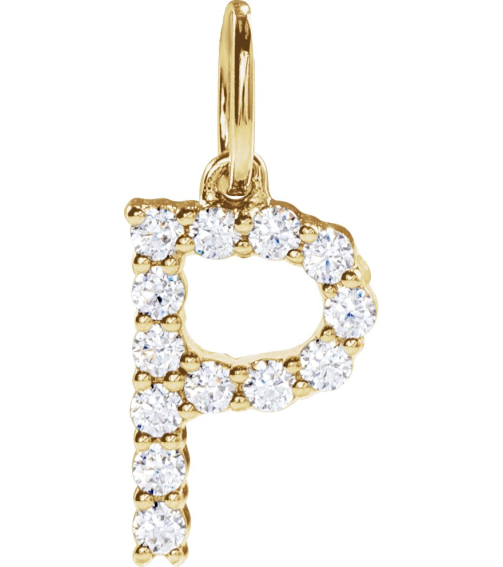 688970 Pendant Set 14K Yellow Initial P Lab-Grown Diamond Round 1.5 Mm Si1-Si2, G-H 15 Ctw Polished 15 Ctw Lab-Grown Diamond Initial Pendant