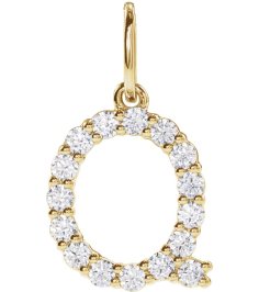 688970 Pendant Set 14K Yellow Initial Q Lab-Grown Diamond Round 1.5 Mm Si1-Si2, G-H 14 Ctw Polished 14 Ctw Lab-Grown Diamond Initial Pendant