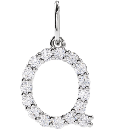 688970 Pendant Set 14K White Initial Q Lab-Grown Diamond Round 1.5 Mm Si1-Si2, G-H 14 Ctw Polished 14 Ctw Lab-Grown Diamond Initial Pendant