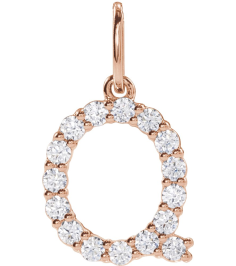 688970 Pendant Set 14K Rose Initial Q Lab-Grown Diamond Round 1.5 Mm Si1-Si2, G-H 14 Ctw Polished 14 Ctw Lab-Grown Diamond Initial Pendant