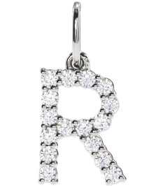688970 Pendant Set 14K White Initial R Lab-Grown Diamond Round 1.5 Mm Si1-Si2, G-H 14 Ctw Polished 14 Ctw Lab-Grown Diamond Initial Pendant