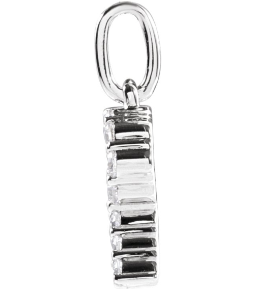 688970 Pendant Set 14K White Initial R Lab-Grown Diamond Round 1.5 Mm Si1-Si2, G-H 14 Ctw Polished 14 Ctw Lab-Grown Diamond Initial Pendant