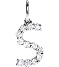 688970 Pendant Set 14K White Initial S Lab-Grown Diamond Round 1.6 Mm Si1-Si2, G-H 15 Ctw Polished 15 Ctw Lab-Grown Diamond Initial Pendant