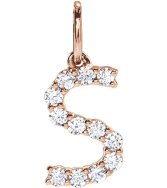 688970 Pendant Set 14K Rose Initial S Lab-Grown Diamond Round 1.6 Mm Si1-Si2, G-H 15 Ctw Polished 15 Ctw Lab-Grown Diamond Initial Pendant