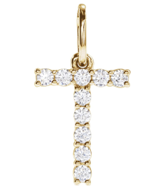688970 Pendant Set 14K Yellow Initial T Lab-Grown Diamond Round 1.5 Mm Si1-Si2, G-H 16 Ctw Polished 16 Ctw Lab-Grown Diamond Initial Pendant