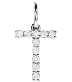 688970 Pendant Set 14K White Initial T Lab-Grown Diamond Round 1.5 Mm Si1-Si2, G-H 16 Ctw Polished 16 Ctw Lab-Grown Diamond Initial Pendant