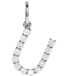 688970 Pendant Set 14K White Initial U Lab-Grown Diamond Round 1.5 Mm Si1-Si2, G-H 15 Ctw Polished 15 Ctw Lab-Grown Diamond Initial Pendant