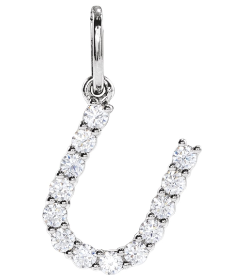 688970 Pendant Set 14K White Initial U Lab-Grown Diamond Round 1.5 Mm Si1-Si2, G-H 15 Ctw Polished 15 Ctw Lab-Grown Diamond Initial Pendant