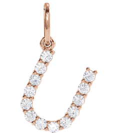 688970 Pendant Set 14K Rose Initial U Lab-Grown Diamond Round 1.5 Mm Si1-Si2, G-H 15 Ctw Polished 15 Ctw Lab-Grown Diamond Initial Pendant