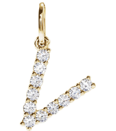 688970 Pendant Set 14K Yellow Initial V Lab-Grown Diamond Round 1.5 Mm Si1-Si2, G-H 15 Ctw Polished 15 Ctw Lab-Grown Diamond Initial Pendant