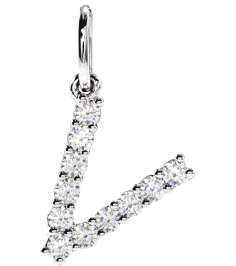 688970 Pendant Set 14K White Initial V Lab-Grown Diamond Round 1.5 Mm Si1-Si2, G-H 15 Ctw Polished 15 Ctw Lab-Grown Diamond Initial Pendant