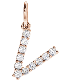 688970 Pendant Set 14K Rose Initial V Lab-Grown Diamond Round 1.5 Mm Si1-Si2, G-H 15 Ctw Polished 15 Ctw Lab-Grown Diamond Initial Pendant