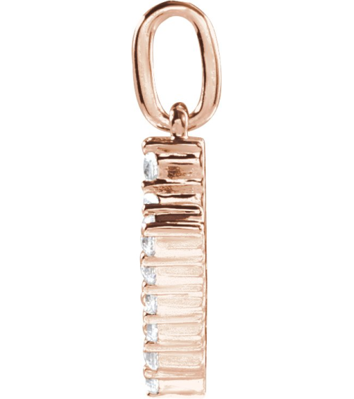 688970 Pendant Set 14K Rose Initial V Lab-Grown Diamond Round 1.5 Mm Si1-Si2, G-H 15 Ctw Polished 15 Ctw Lab-Grown Diamond Initial Pendant