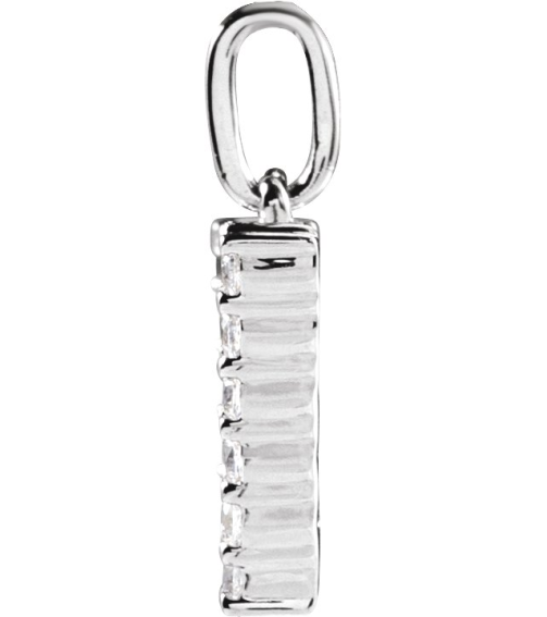 688970 Pendant Set 14K White Initial W Lab-Grown Diamond Round 1.5 Mm Si1-Si2, G-H 13 Ctw Polished 13 Ctw Lab-Grown Diamond Initial Pendant