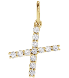 688970 Pendant Set 14K Yellow Initial X Lab-Grown Diamond Round 1.5 Mm Si1-Si2, G-H 15 Ctw Polished 15 Ctw Lab-Grown Diamond Initial Pendant