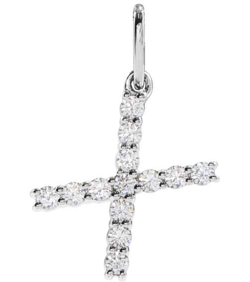 688970 Pendant Set 14K White Initial X Lab-Grown Diamond Round 1.5 Mm Si1-Si2, G-H 15 Ctw Polished 15 Ctw Lab-Grown Diamond Initial Pendant