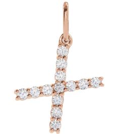 688970 Pendant Set 14K Rose Initial X Lab-Grown Diamond Round 1.5 Mm Si1-Si2, G-H 15 Ctw Polished 15 Ctw Lab-Grown Diamond Initial Pendant