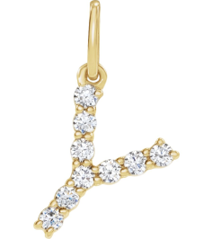 688970 Pendant Set 14K Yellow Initial Y Lab-Grown Diamond Round 1.5 Mm Si1-Si2, G-H 16 Ctw Polished 16 Ctw Lab-Grown Diamond Initial Pendant