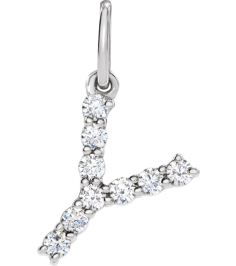 688970 Pendant Set 14K White Initial Y Lab-Grown Diamond Round 1.5 Mm Si1-Si2, G-H 16 Ctw Polished 16 Ctw Lab-Grown Diamond Initial Pendant