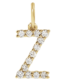 688970 Pendant Set 14K Yellow Initial Z Lab-Grown Diamond Round 1.6 Mm Si1-Si2, G-H 15 Ctw Polished 15 Ctw Lab-Grown Diamond Initial Pendant