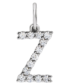 688970 Pendant Set 14K White Initial Z Lab-Grown Diamond Round 1.6 Mm Si1-Si2, G-H 15 Ctw Polished 15 Ctw Lab-Grown Diamond Initial Pendant