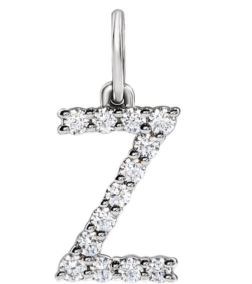 688970 Pendant Set 14K White Initial Z Lab-Grown Diamond Round 1.6 Mm Si1-Si2, G-H 15 Ctw Polished 15 Ctw Lab-Grown Diamond Initial Pendant