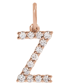 688970 Pendant Set 14K Rose Initial Z Lab-Grown Diamond Round 1.6 Mm Si1-Si2, G-H 15 Ctw Polished 15 Ctw Lab-Grown Diamond Initial Pendant