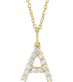 688970 Necklace Set 14K Yellow Initial A Lab-Grown Diamond Round 1.5 Mm Si1-Si2, G-H 15 Ctw 16-18 In Polished 15 Ctw Lab-Grown Diamond Initial Necklace