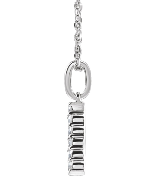688970 Necklace Set 14K White Initial A Lab-Grown Diamond Round 1.5 Mm Si1-Si2, G-H 15 Ctw 16-18 In Polished 15 Ctw Lab-Grown Diamond Initial Necklace