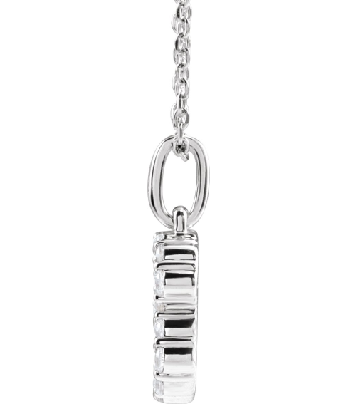 688970 Necklace Set 14K White Initial B Lab-Grown Diamond Round 1.5 Mm Si1-Si2, G-H 14 Ctw 16-18 In Polished 14 Ctw Lab-Grown Diamond Initial Necklace