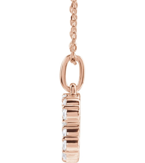 688970 Necklace Set 14K Rose Initial B Lab-Grown Diamond Round 1.5 Mm Si1-Si2, G-H 14 Ctw 16-18 In Polished 14 Ctw Lab-Grown Diamond Initial Necklace