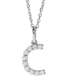 688970 Necklace Set 14K White Initial C Lab-Grown Diamond Round 1.5 Mm Si1-Si2, G-H 16 Ctw 16-18 In Polished 16 Ctw Lab-Grown Diamond Initial Necklace
