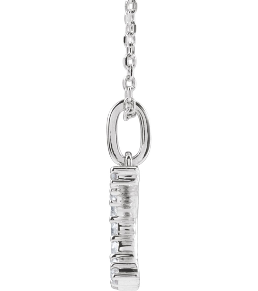 688970 Necklace Set 14K White Initial C Lab-Grown Diamond Round 1.5 Mm Si1-Si2, G-H 16 Ctw 16-18 In Polished 16 Ctw Lab-Grown Diamond Initial Necklace