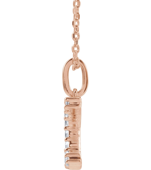688970 Necklace Set 14K Rose Initial C Lab-Grown Diamond Round 1.5 Mm Si1-Si2, G-H 16 Ctw 16-18 In Polished 16 Ctw Lab-Grown Diamond Initial Necklace
