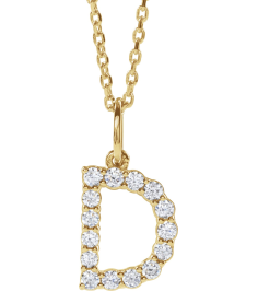 688970 Necklace Set 14K Yellow Initial D Lab-Grown Diamond Round 1.5 Mm Si1-Si2, G-H 14 Ctw 16-18 In Polished 14 Ctw Lab-Grown Diamond Initial Necklace