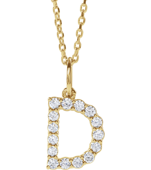 688970 Necklace Set 14K Yellow Initial D Lab-Grown Diamond Round 1.5 Mm Si1-Si2, G-H 14 Ctw 16-18 In Polished 14 Ctw Lab-Grown Diamond Initial Necklace