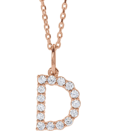 688970 Necklace Set 14K Rose Initial D Lab-Grown Diamond Round 1.5 Mm Si1-Si2, G-H 14 Ctw 16-18 In Polished 14 Ctw Lab-Grown Diamond Initial Necklace