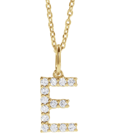 688970 Necklace Set 14K Yellow Initial E Lab-Grown Diamond Round 1.5 Mm Si1-Si2, G-H 15 Ctw 16-18 In Polished 15 Ctw Lab-Grown Diamond Initial Necklace